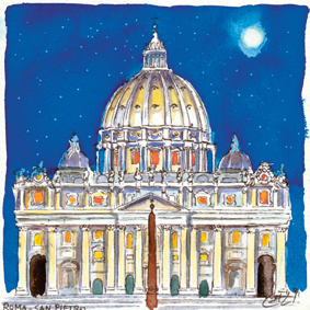 San Pietro di notte - cm10x10