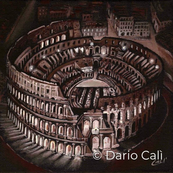 il Colosseo dall'alto - acrilici su tela - cm 20x20 - € 130